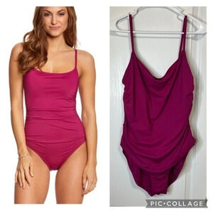 Anne Cole Live In Color Shirred Lingerie Maillot One Piece Swimsuit size 16